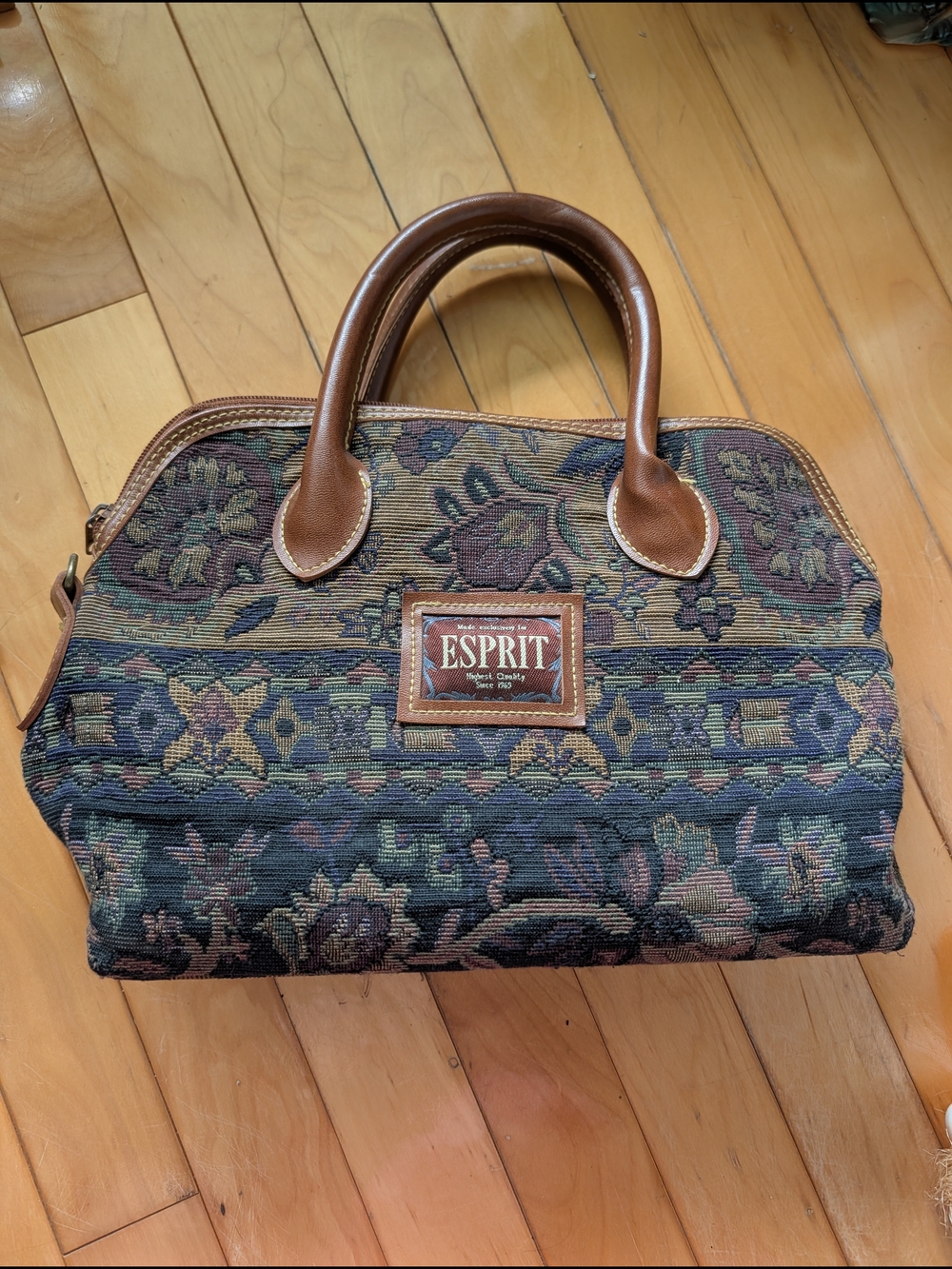 Vtg Esprit Floral Tapestry Handbag - Picture 2 of 9